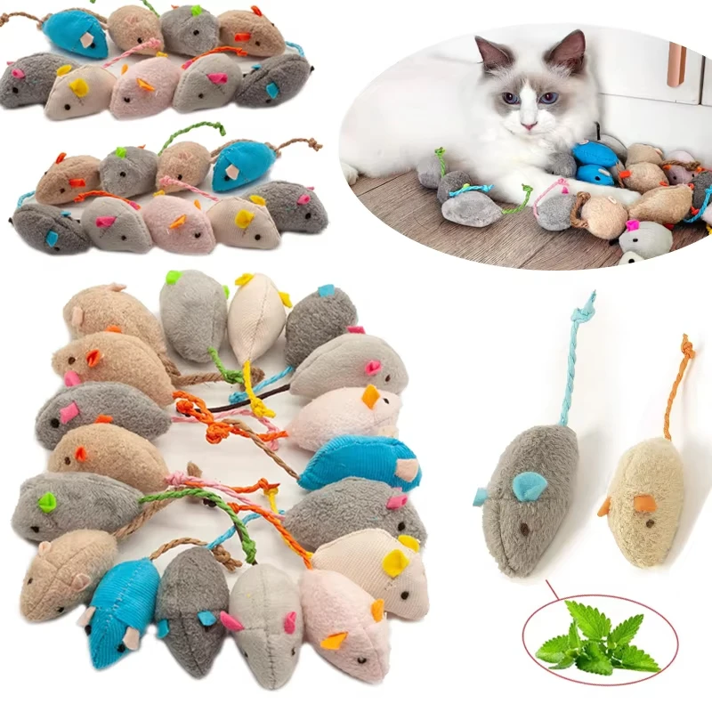 Catnip Interactive Plush Mouse - 5 Stück Katzenspielzeug mit Rassel und