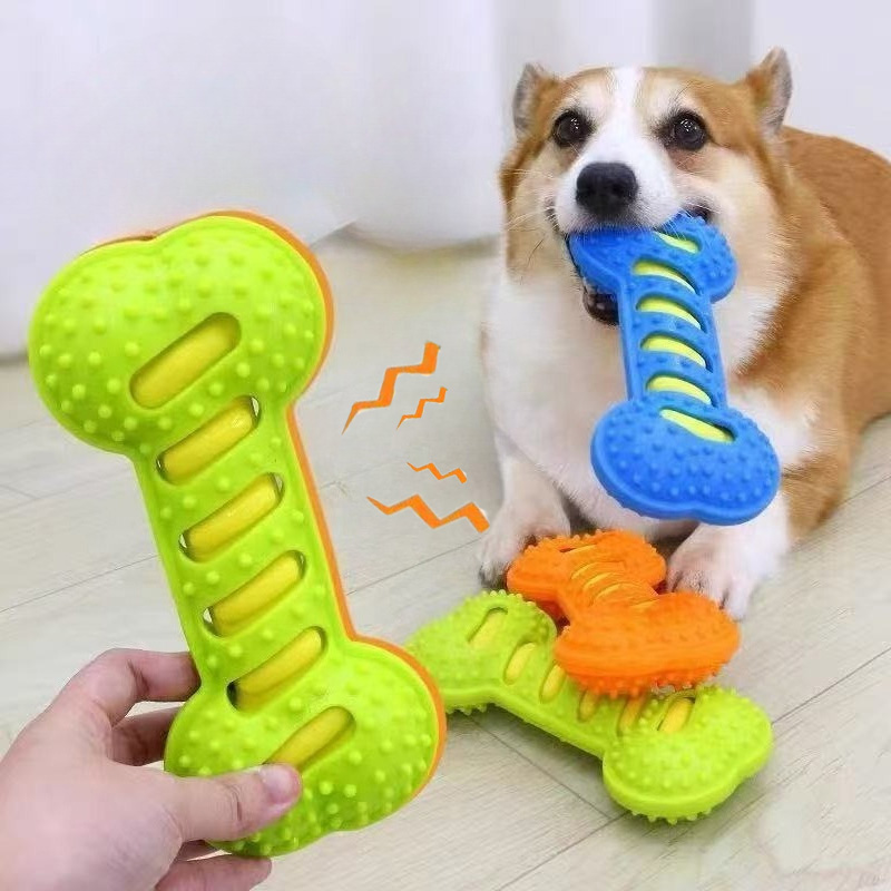 Indestructible Dog Chew Toy - Haustier Hund Kauen Spielzeug Gummi Knochen