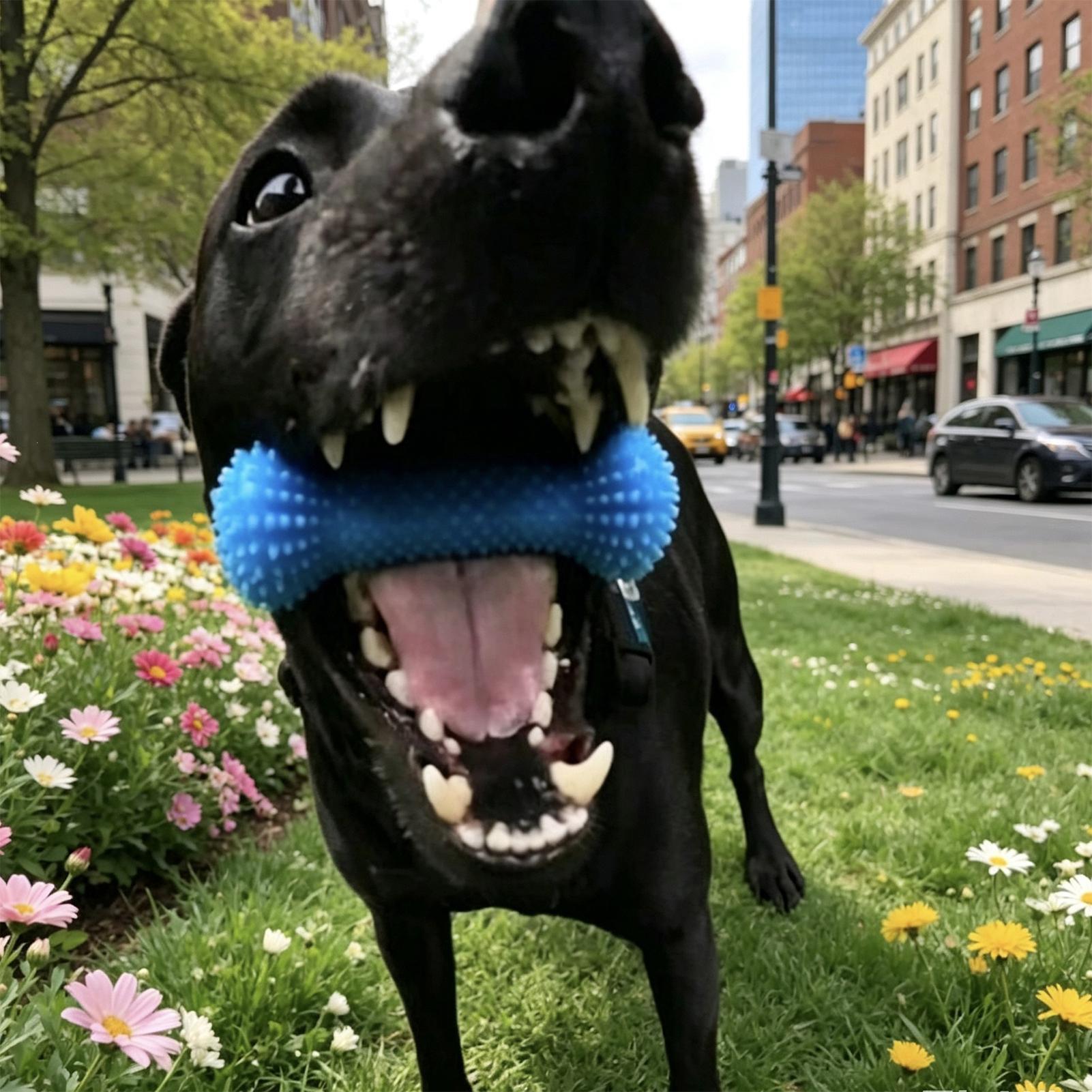Rubber Treat Dispensing Dog Toy - Hundezahnbürsten-Spielzeug, Kau-Sticks, Mundöffner, Haustierbedarf, Interaktiver Snack-Ausgabe-Ball