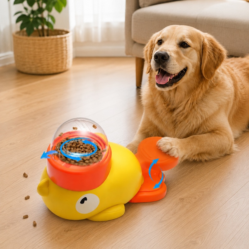 Dog Puzzle Feeder Toy - Interaktives Haustier-Trainingsspielzeug in Cartoon-Entenform - Automatischer