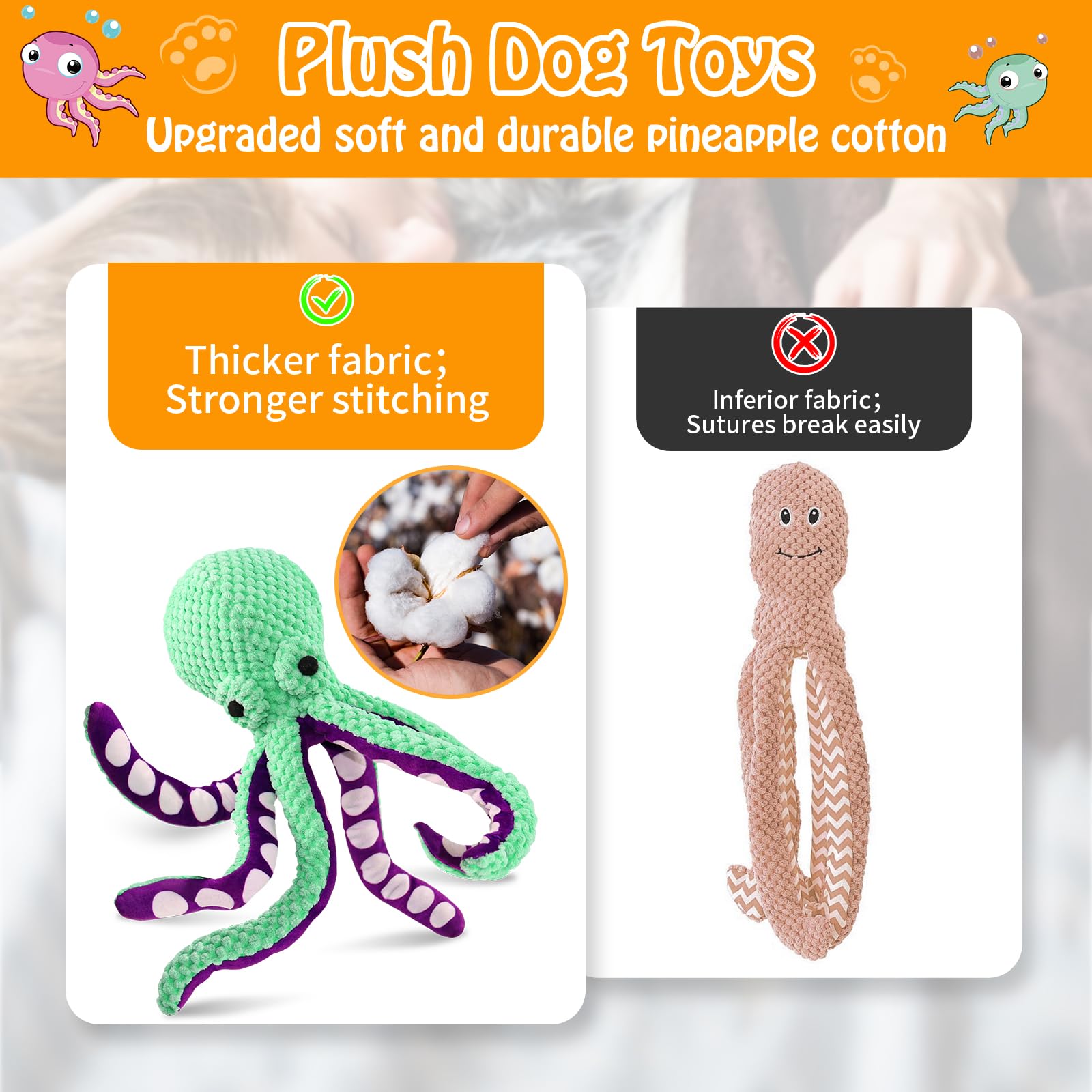 Quietschendes Oktopus-Plüsch-H – Indestructible Dog Chew Toy Bewertung und Preis